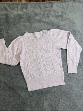 J. Crew Light Lavender Cable Knit Crewneck Sweater